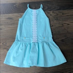 Janie and Jack Girls Teal Dress with Lace Size 8